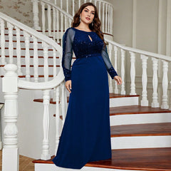 Plus Size Evening Dress Slim Solid Color Dress Party Gathering Cocktail