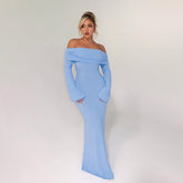 Design off Shoulder BacklessElegant Slim Fit Sheath Dress