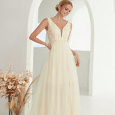 Evening Dress V neck Sleeveless Lace Wedding Dress Dress Direct Supply