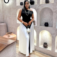 Elegant Contrast Color High Sense Sleeveless Elegant Dress