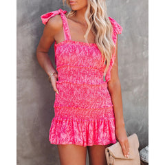 Vestido informal con tirantes finos y corsé y diseño de hojas de loto