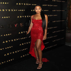 Cami Dress Red Sleeveless Sequined Split Sheath Dress Ladies Party Cocktail Dress