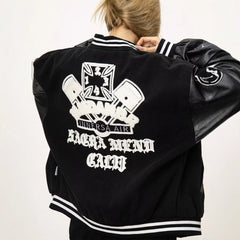 Patchwork PU Leather Baseball Jacket