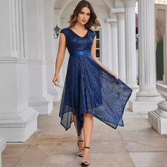 Irregular Asymmetric Sequ Dress