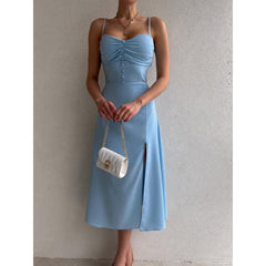 Trendy Waist Trimming Spaghetti Straps Dress