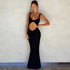 Hosenträger-Jumpsuit mit Holzohren, kragenlos, kurz geschnitten, schmal geschnitten, Maxi