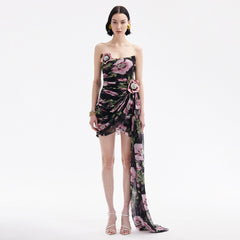 Printing Three Dimensional Embroidered Tube Top Dress Mesh Design