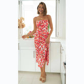 Small Digital Printing Fresh Sweet Spaghetti-Strap Dress Floral Burst