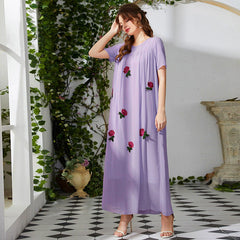 Vestido casual de manga corta con estampado