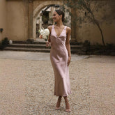 Split Sling Dress V neck Midi