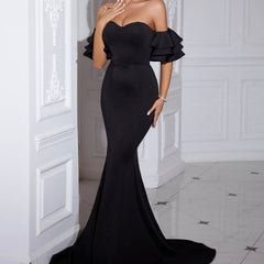 Vestido de noche Vestido Vestido de cóctel para mujer Vestido tubo con abertura Vestido sirena negro