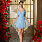 V neck Low Cut Sleeveless Strap Slim French Lace Sweet Party Dress