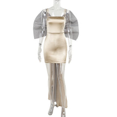 Mercerized Tube Top Bow Socialite Slim Fit Hip Wrapped Short Dress