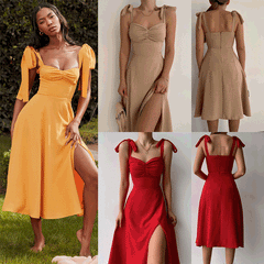 Solid Color Lacing Camisole Dress Tie Strap