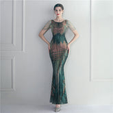 Positioning Floral Sequin Craft Beaded Party Dinner Ceremony Concert Maxi Dress Evening Dress