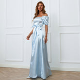 One-Neck Wedding Elegant High-End Mid-Length Wrapped Chest Evening Dress A- line Dress for Prom Formal Gown