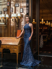 Vestido halter sin mangas, vestido ajustado