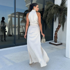 Lacing Sleeveless Split Slim Dress