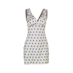 Internet Celebrity Casual Print V neck Holiday