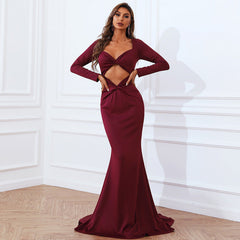 Dress Banquet Elegant Wedding Long Sleeve Small Trailing Ball Party Evening Dress Dress