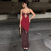 Vestido con diseño de parches y contraste de colores para niñas