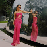 Tube Top off Neck See through Tied Slim Fit Dress for