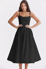 Solid Color Backless Spaghetti Straps Large Swing