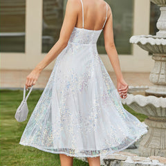 Sling Deep V Plunge-neck Low Cut Dress Slim Fit Slimming High Grade Evening Dress