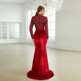 Long Sleeved Sequined round Neck Annual Party Party Evening Dress Bridesmaid Dress for
