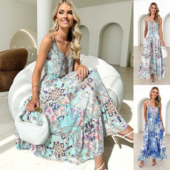 Ladies Maxi Dress Strap Backless Loose Dress