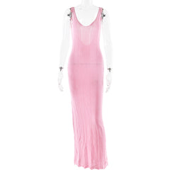 Knitted Sleeveless Sling Dress Backless Dress