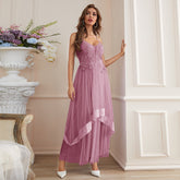 Sling Embroidered Mesh Lace Large Swing Dress Fresh Maxi Dress Organza