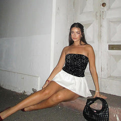 off the Shoulder Tube Top Short Sequin