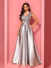 Elegantes ärmelloses Cocktail-Abendkleid mit V-Ausschnitt und Meerjungfrauensaum