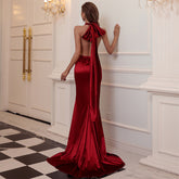 Wear Backless V-neck Party Banquet Strap Maxi Dress Formal Gown