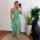 Southeast Asia Vacation Personalized Digital Printing Halter Tube Top Thin Strap Dress