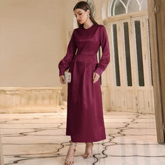 Ladies Casual High Waist Maxi Dress Light Purple Coat Maxi Dress