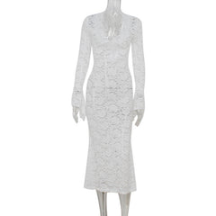 Wear Deep V Plunge Lace See through Slim Dress Sheath Court Dress