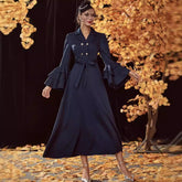 Double Breasted High Waist Trench Coat Dress