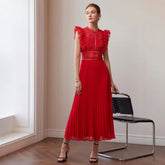 Maxi Dress Three Dimensional Special Interest Design Pleated Cocktail Formal Maxi Dress