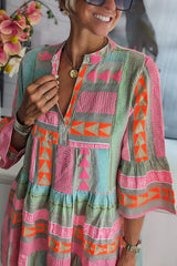 StAlone Printed V-neck Three Quarter Sleeve Dress