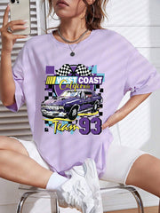 Loose Letter Car Print Simple Top