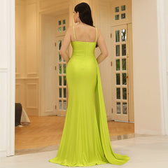 Green Evening Dress V Neck Elegant Fishtail High Sense Ladies Cocktail Host Toast