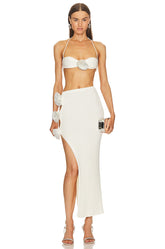 Clothes Floral Hollow Out Cutout Sheath Bandage Dress Two Piece Set