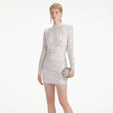 Fall Mesh Rhinestone Sheath Dress Socialite Party Cocktail Dress