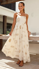 Fresh Printed Personalized Back Cutout Sling Dress
