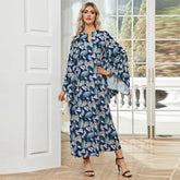 Dress Printed Elegant Batwing Sleeve Arabic Robe