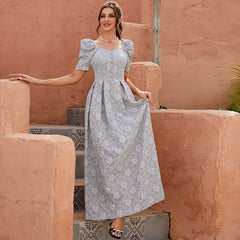 Elegantes, elegantes Palastkleid mit Puffärmeln und hoher Taille