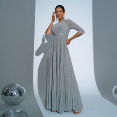 Five Quarter Sleeve Crew Neck Long Bohemian Large Swing Waist Evening