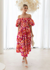 Holiday Slim Fit Backless Large Swing Dress off-Neck Printed Dress Summer